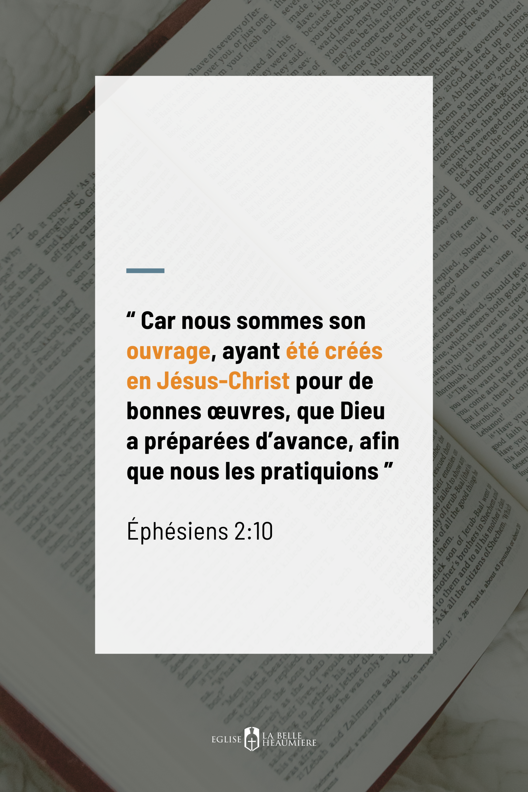 verset d'Ephesiens 2:10 - Église évangélique Cergy